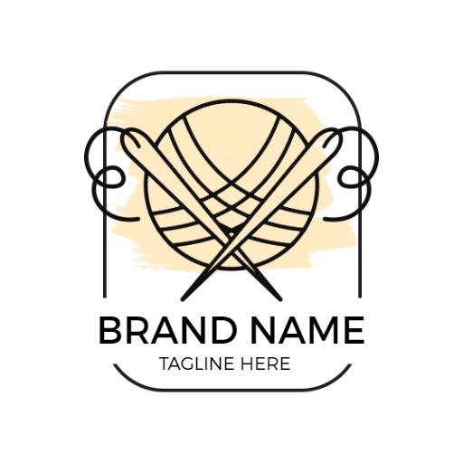 Stylish Yarn and Needles Design for Creative Crochet Logo Template