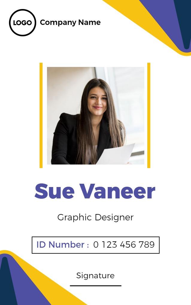 Stylish Yellow and Purple Graphic Designer Identity Card Template