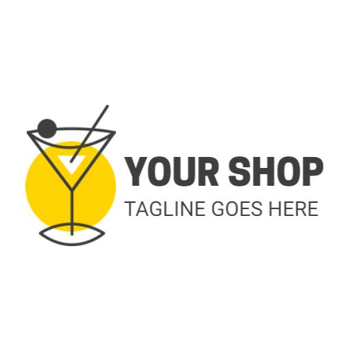 Stylish Yellow Cocktail Design Showcasing Wine Bar Concept Logo Template