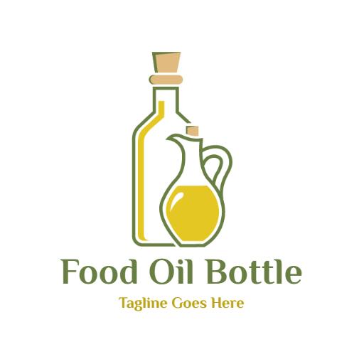 Stylish Yellow Glass Bottles Representing Food Oil Bottle Logo Template