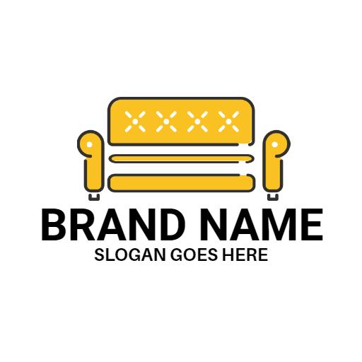 Stylish Yellow Sofa Design Showcasing Modern Furniture Logo Template