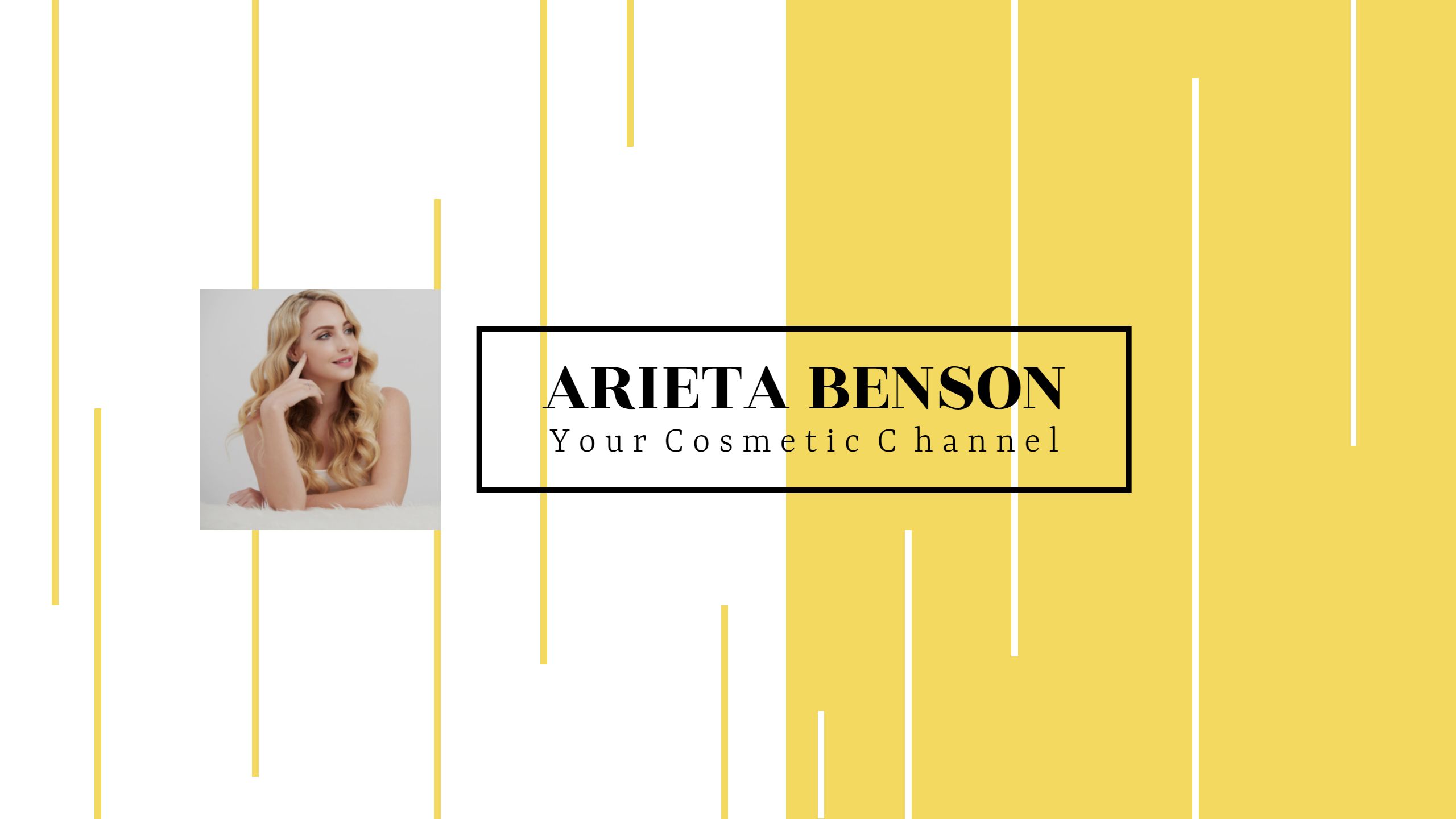 Stylish Yellow Stripes Featuring Beauty Tips YouTube Banner Template