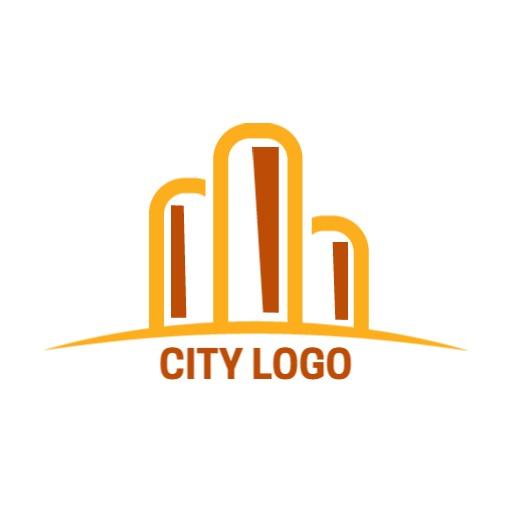 Stylish Yellow Urban Skyline Representing Modern City Logo Template