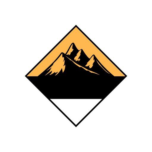 Stylized Black and Orange Mountain Landscape Adventure Logo Template