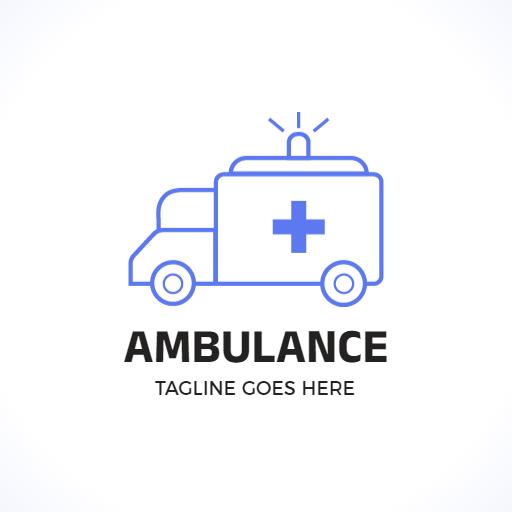 Stylized Blue Ambulance Design Highlighting Emergency Services Logo Template