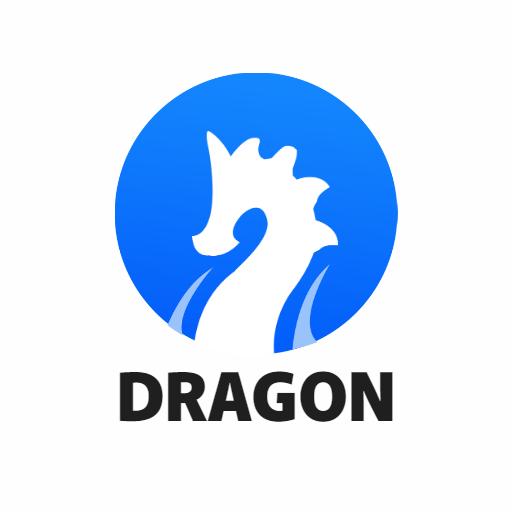 Stylized Blue Dragon Silhouette in Circular Design Logo Template