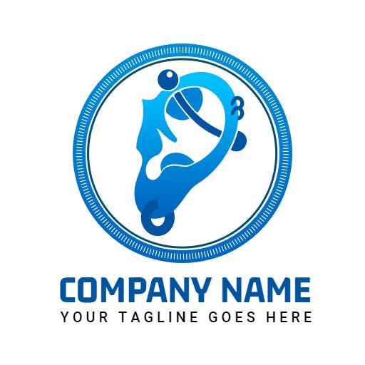 Stylized Blue Ear Design Representing Piercing Services Logo Template
