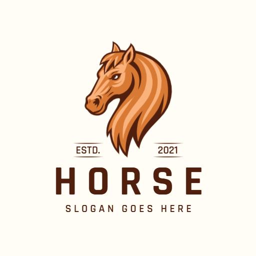 Stylized Brown Horse Head Represents Equestrian Excellence Logo Template