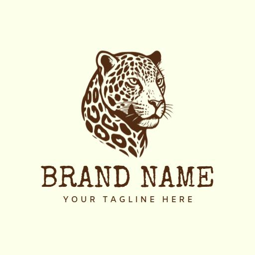 Stylized Brown Jaguar Head Showcasing Wild Nature Logo Template