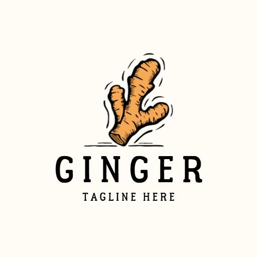 Stylized Ginger Root Illustration Representing Natural Wellness Logo Template