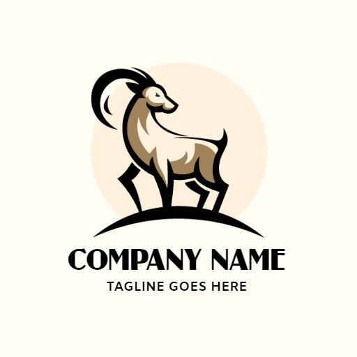 Stylized Goat Standing Gracefully Against Soft Cream Background Logo Template