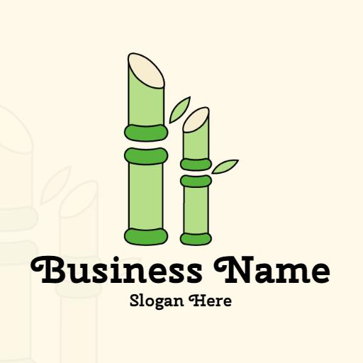 Stylized Green Sugarcane Stalks Representing Natural Harvest Logo Template