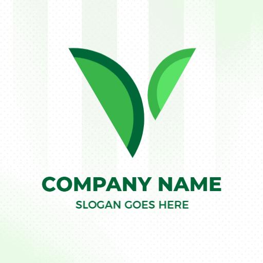 Stylized Green V Letter Design for Modern Branding Logo Template