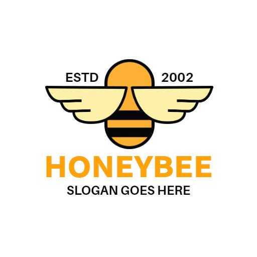 Stylized Honeybee with Wings and Bold Colors Logo Template