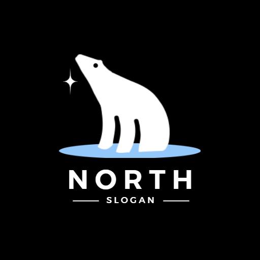 Stylized Polar Bear Emerging from Arctic Waters North Logo Template