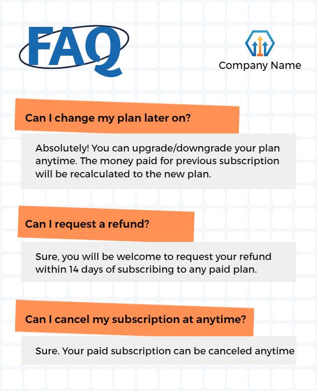 Subscription Plan Faq Information Flyer Template