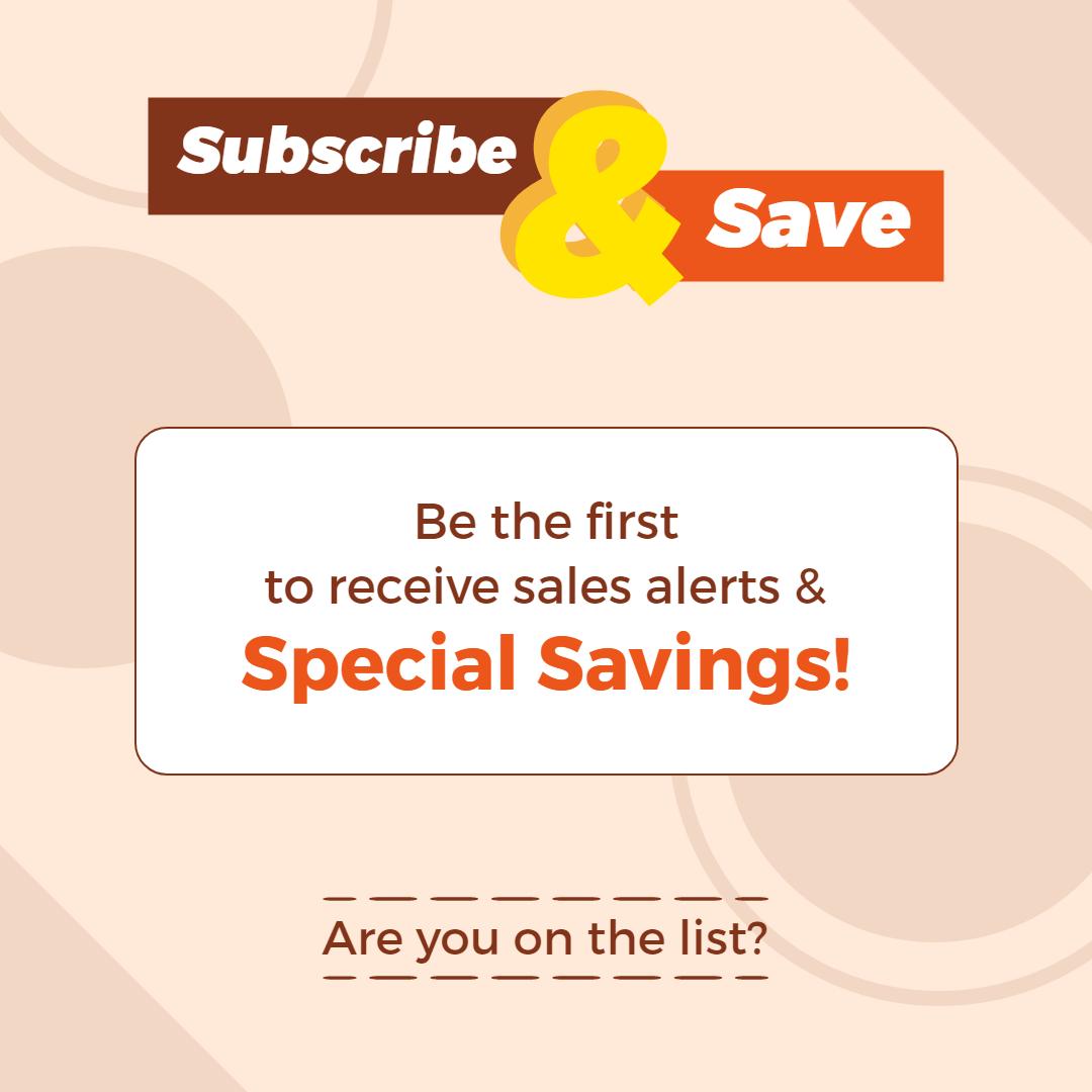 Subtle Minimalist Orange Subscribe and Save Promotion Ad Template