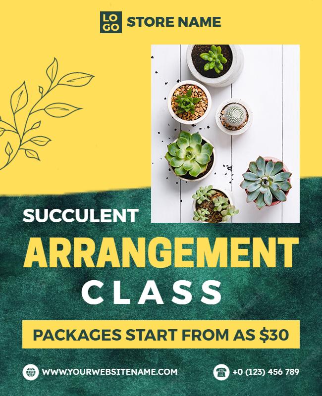 Succulent Arrangement Class Promotional Flyer Template