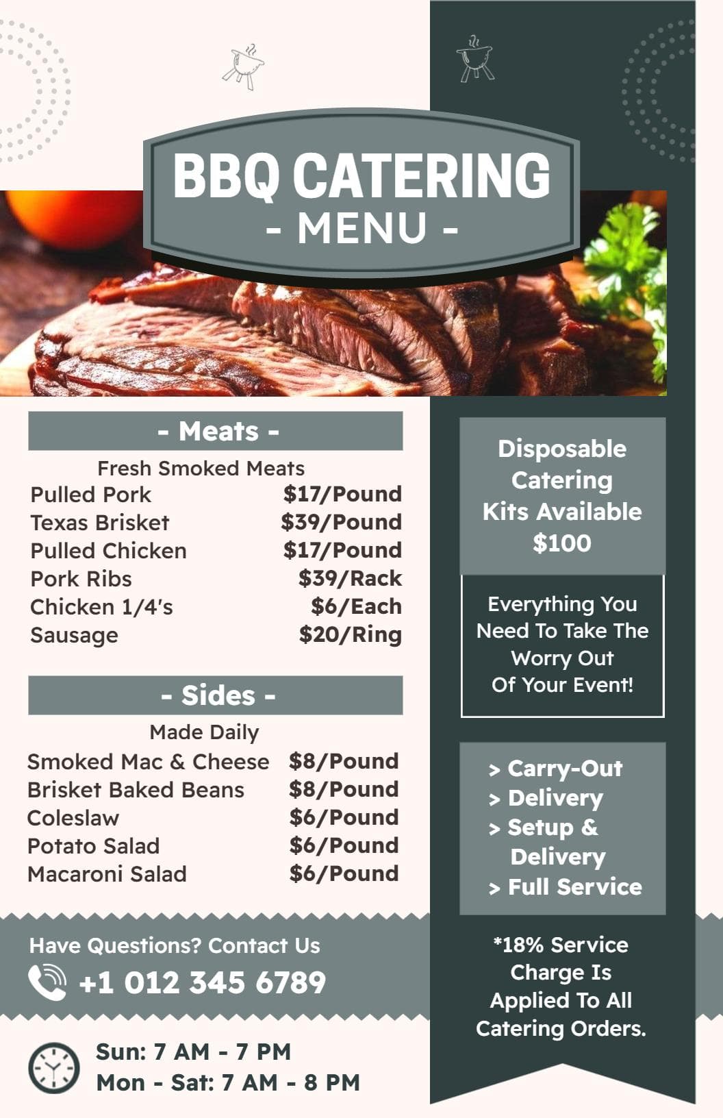 Succulent Smoked Meats and Flavorful Sides BBQ Menu Template