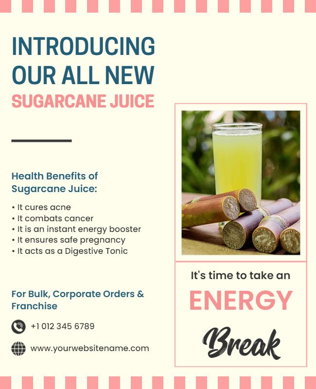 Sugarcane Juice Health Benefits Promotion Flyer Template