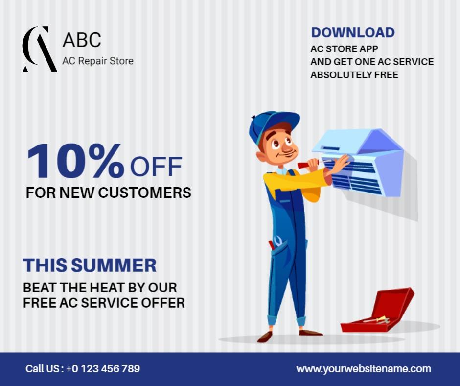 Summer Ac Repair Service Promotion Facebook Flyer Template