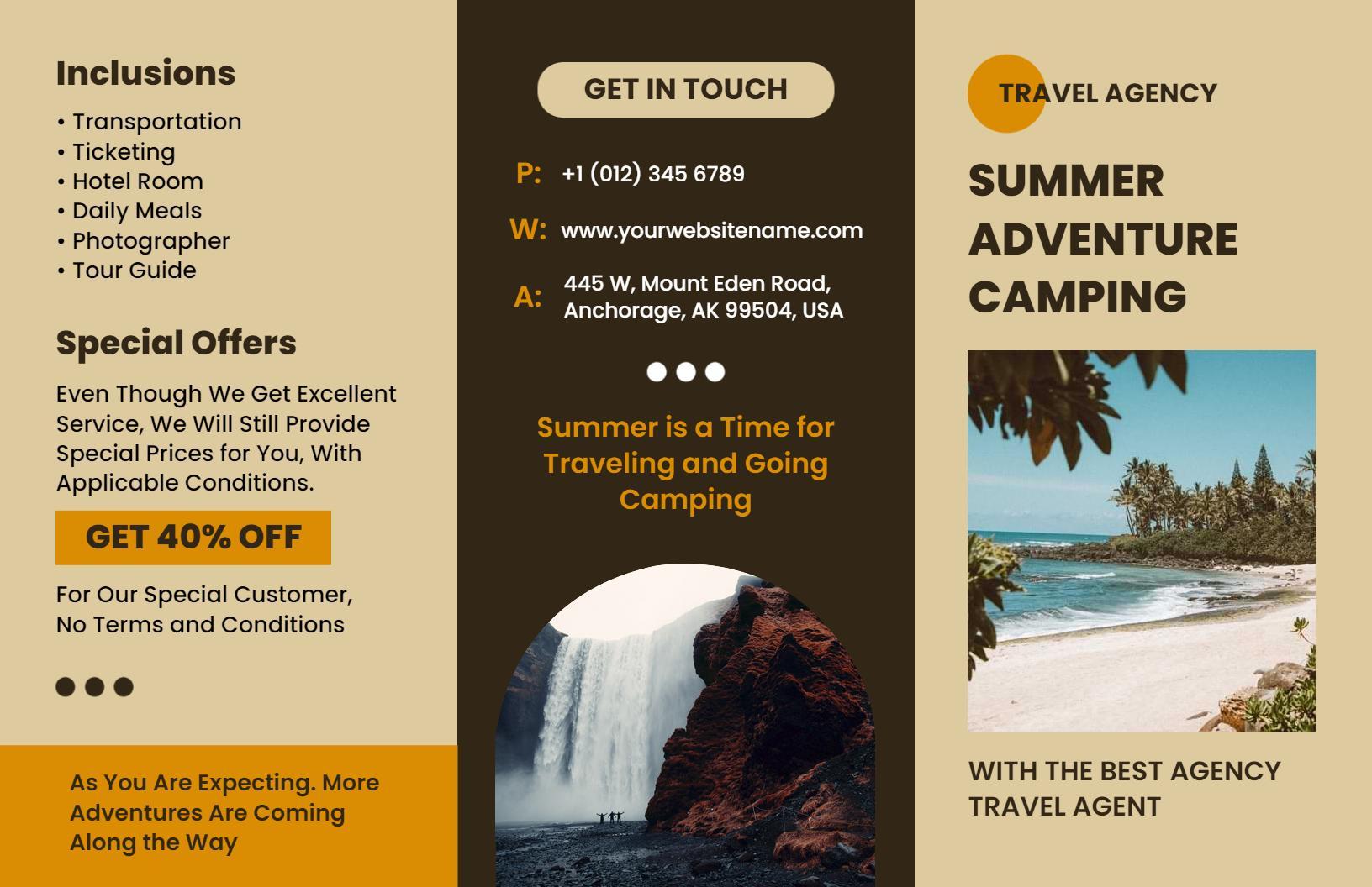 Summer Adventure Camping Travel Agent Brochure Template