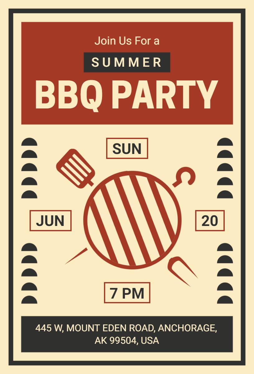 Summer Backyard BBQ Party Celebration Invitation Template