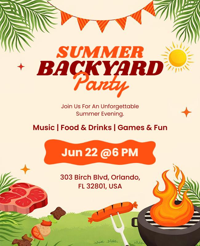 Summer Backyard Party Flyer Template