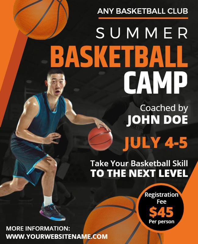 Summer Basketball Camp Advertisement Flyer Template