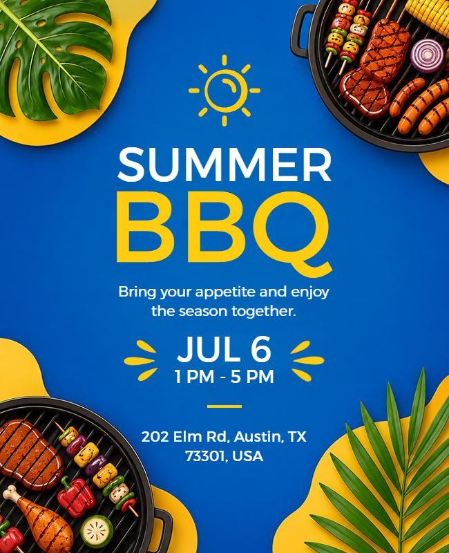 Summer BBQ Event Announcement Poster Template