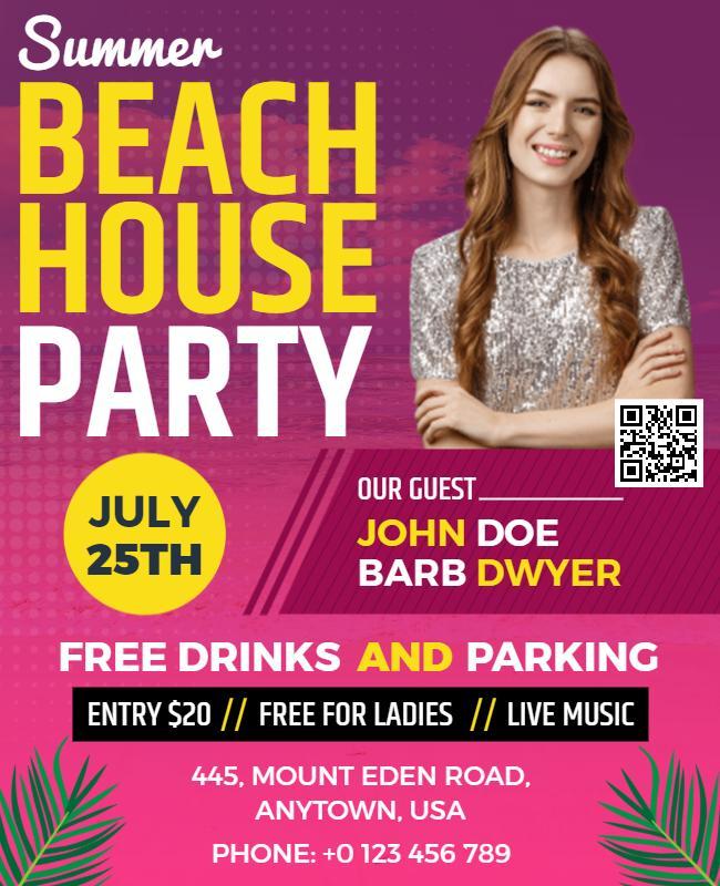 Summer Beach House Party Event Flyer Template