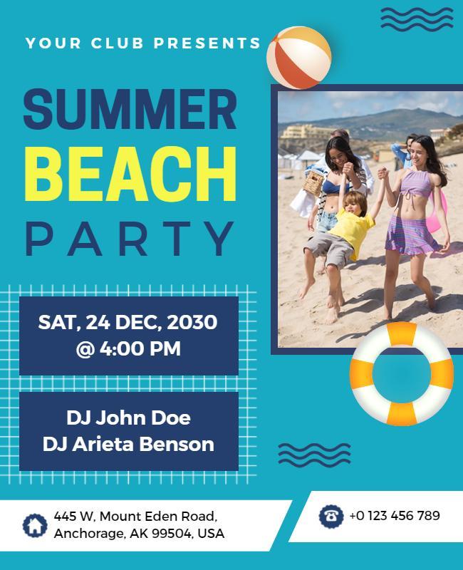 Vibrant Summer Beach Party Celebration Flyer Template