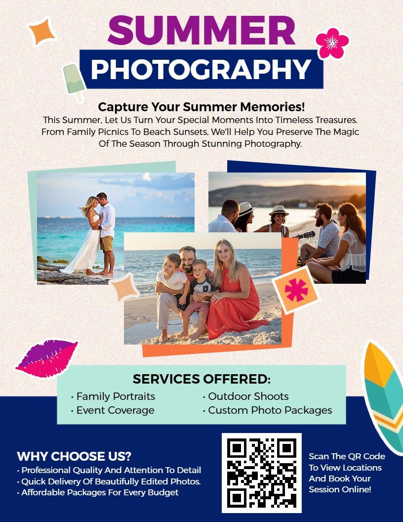Summer Beach Photography Promotion Flyer Template