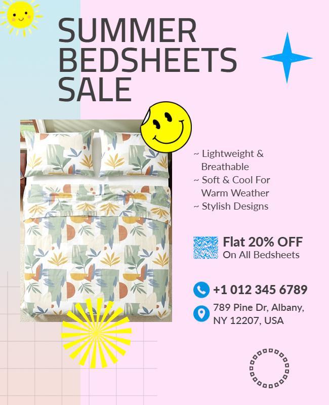 Summer Bedsheets Promotional Sale Poster Template