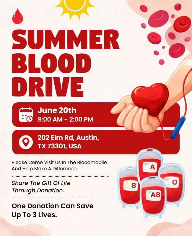 Summer Blood Donation Drive Flyer Template