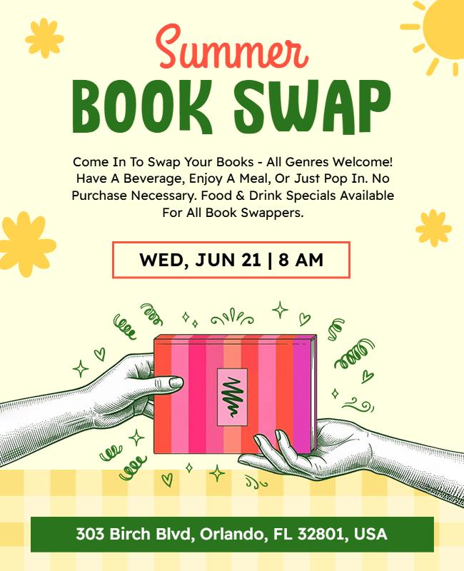 Summer Book Swap Event Poster Template