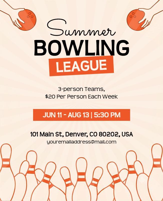 Summer Bowling League Event Flyer Template