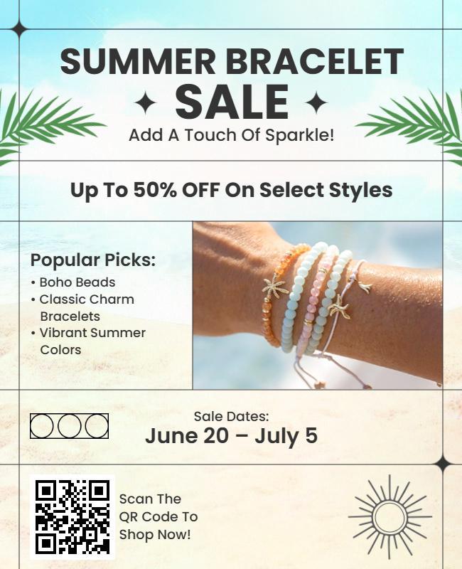 Summer Bracelet Sale Promotional Flyer Template