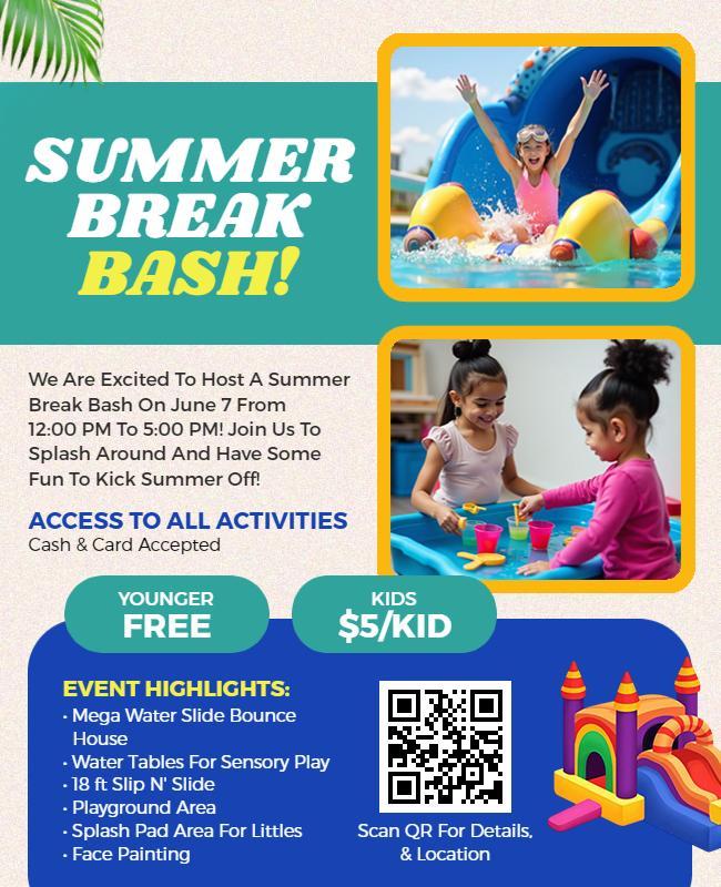 Summer Break Bash Family Fun Flyer Template