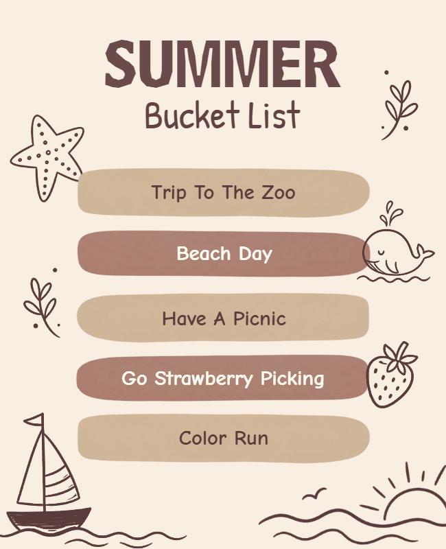 Summer Bucket List Poster Template