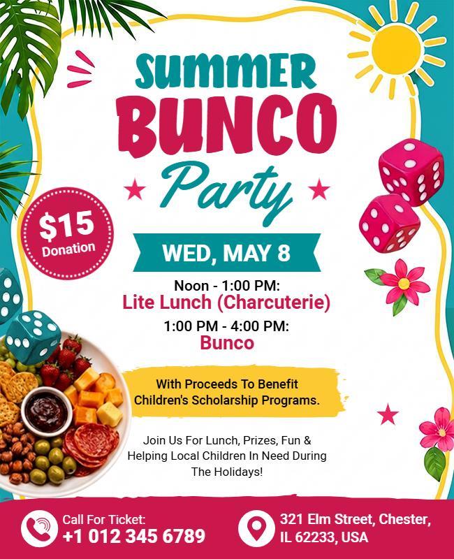 Summer Bunco Party Event Flyer Template
