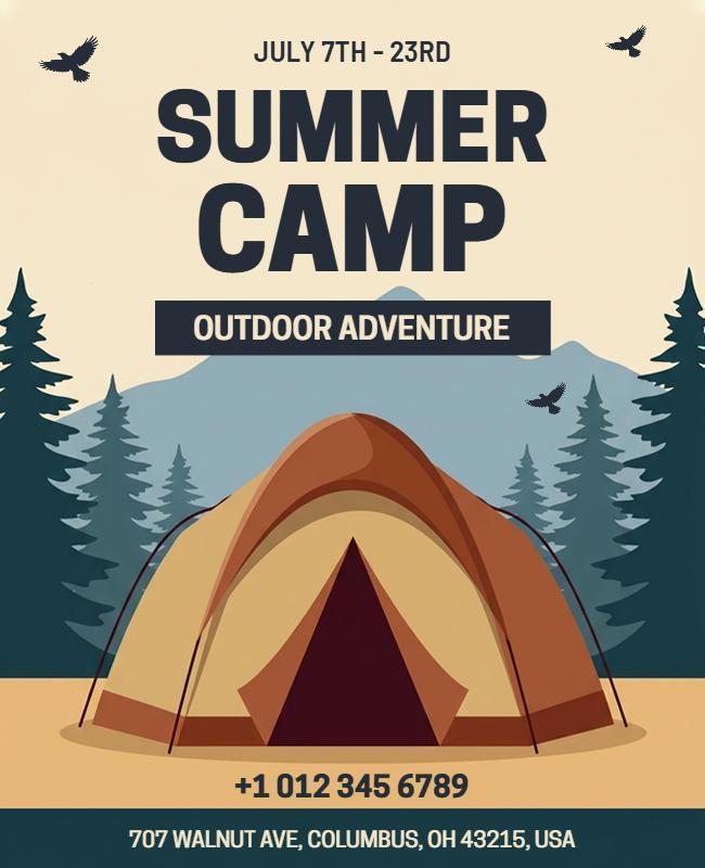 Summer Camp Outdoor Adventure Poster Template