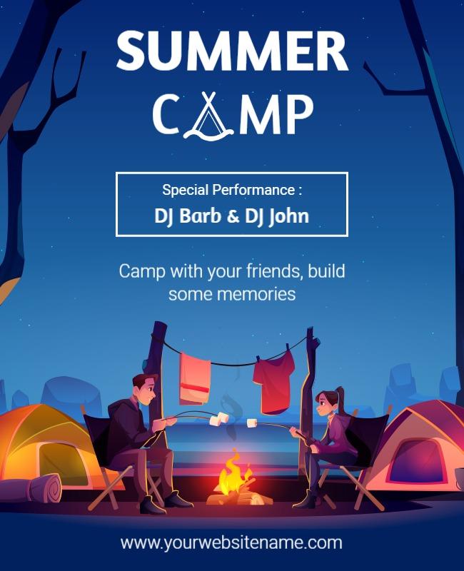 Summer Campfire Outdoor Adventure Flyer Template