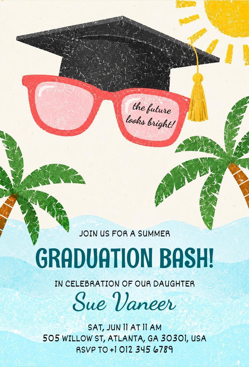 Summer Celebration Graduation Bash Invitation Template
