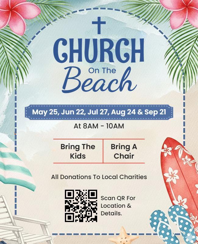 Summer Church on the Beach Flyer Template
