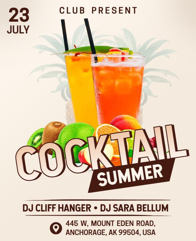 Summer Cocktail Party Invitation Flyer Template