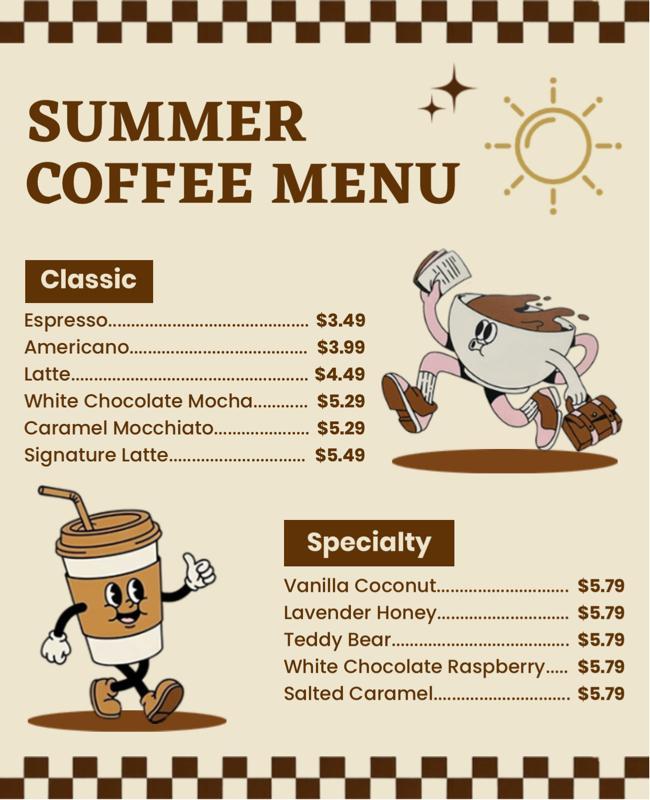Summer Coffee Menu Flyer Template