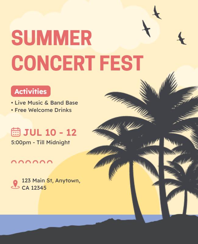 Summer Concert Fest with Live Band Flyer Template