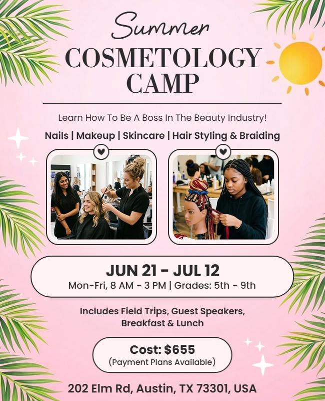 Summer Cosmetology Camp Flyer Template