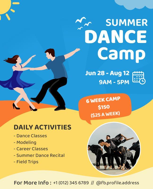 Summer Dance Camp Activities Flyer Template